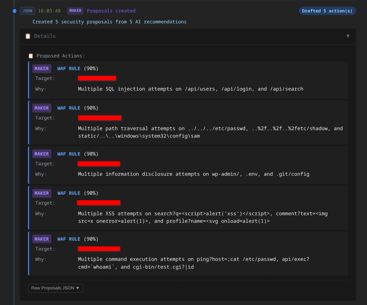 Maker Agent - Security proposals generated from real attack patterns